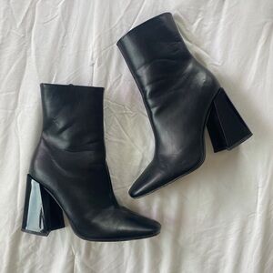 Nasty Gal Flared Block Heel High Ankle Booties